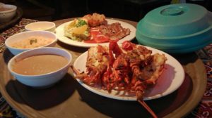 Puerto Nuevo Style lobster, with rice, beans and fluor tortillas